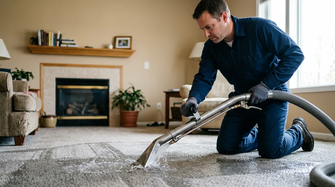 Water damage restoration technician working near Waterloo, AL